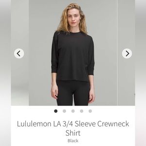 Lululemon LA boxy 3/4 sleeve crewneck shirt black size 2 4 XS